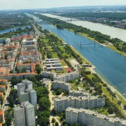 Австрия, Вена. Река Дунай с 57 этажа. 2019 год. Фото туристов "Текила-Тур"